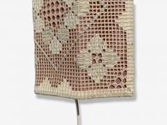 Swedish Modern Wall Sconces Pink and White Crocheted Fabric Sweden 1970s - 4545499