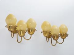 Swedish Modern Wall Sconces in Brass and Glass - 1353765