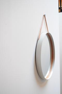 Swedish Modern White Bentwood Mirror with Leather Hanging Strap by Glas M ster - 3452550