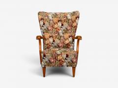 Swedish Modern Wingback Lounge Chair Birch Fabric Sweden 1950s - 4754234