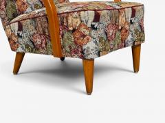 Swedish Modern Wingback Lounge Chair Birch Fabric Sweden 1950s - 4754240