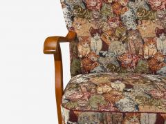 Swedish Modern Wingback Lounge Chair Birch Fabric Sweden 1950s - 4754241