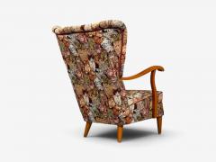 Swedish Modern Wingback Lounge Chair Birch Fabric Sweden 1950s - 4754243