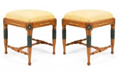 Swedish Neoclassic Birch and Silk Stools - 4652360