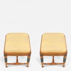Swedish Neoclassic Birch and Silk Stools - 4700601