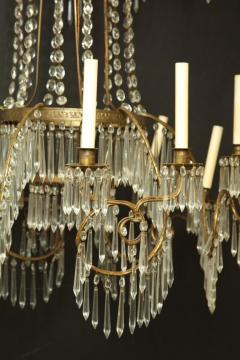 Swedish Neoclassic Bronze and Crystal Chandelier - 2156333