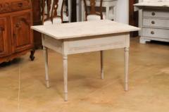 Swedish Neoclassical 1790s Painted Wood Wall Table with Carved Waterleaf Motifs - 3498368