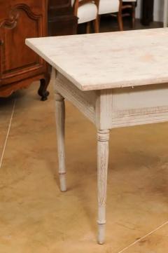 Swedish Neoclassical 1790s Painted Wood Wall Table with Carved Waterleaf Motifs - 3498382