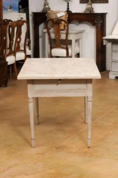 Swedish Neoclassical 1790s Painted Wood Wall Table with Carved Waterleaf Motifs - 3498385
