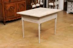 Swedish Neoclassical 1790s Painted Wood Wall Table with Carved Waterleaf Motifs - 3498491
