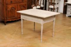 Swedish Neoclassical 1790s Painted Wood Wall Table with Carved Waterleaf Motifs - 3498505