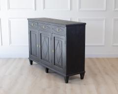 Swedish Neoclassical Black Painted Three Door Buffet 20th Century - 4791370
