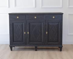 Swedish Neoclassical Black Painted Three Door Buffet 20th Century - 4791371