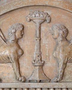 Swedish Neoclassical Painted Mirror With Sphinx Crest and Candle Sconce - 4736942