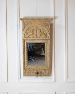 Swedish Neoclassical Painted Mirror With Sphinx Crest and Candle Sconce - 4736965