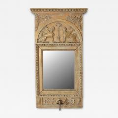 Swedish Neoclassical Painted Mirror With Sphinx Crest and Candle Sconce - 4738824