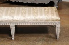 Swedish Neoclassical Style 1880s Painted Wood Bench with Carved Waterleaf Motifs - 3485706