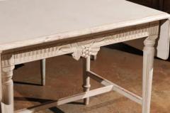 Swedish Neoclassical Style 1910s Painted Wood Drop Leaf Table with Carved D cor - 3422395