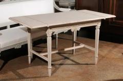 Swedish Neoclassical Style 1910s Painted Wood Drop Leaf Table with Carved D cor - 3422485