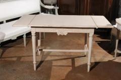 Swedish Neoclassical Style 1910s Painted Wood Drop Leaf Table with Carved D cor - 3422581