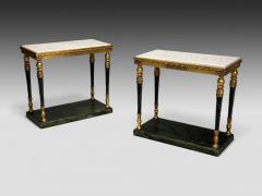 Swedish Neoclassical Style Giltwood Marble Console Tables Sweden 20th c  - 4116749