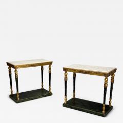 Swedish Neoclassical Style Giltwood Marble Console Tables Sweden 20th c  - 4120081
