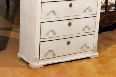 Swedish Neoclassical Style Painted Tall Chest with Carved Faces and Palmettes - 3415409