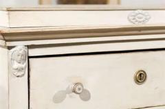 Swedish Neoclassical Style Painted Tall Chest with Carved Faces and Palmettes - 3415488