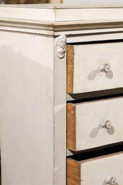 Swedish Neoclassical Style Painted Tall Chest with Carved Faces and Palmettes - 3415491