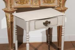 Swedish Painted Side Table with Single Drawer Turned Legs and Serpentine Front - 3422668