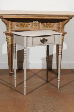 Swedish Painted Side Table with Single Drawer Turned Legs and Serpentine Front - 3422686