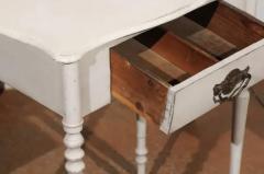Swedish Painted Side Table with Single Drawer Turned Legs and Serpentine Front - 3422726