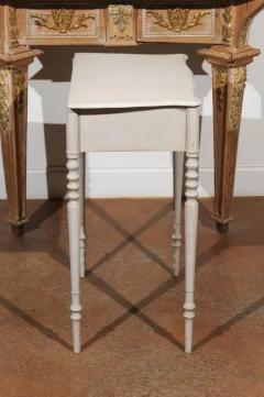 Swedish Painted Side Table with Single Drawer Turned Legs and Serpentine Front - 3422749