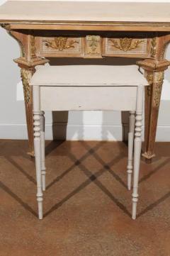 Swedish Painted Side Table with Single Drawer Turned Legs and Serpentine Front - 3422773