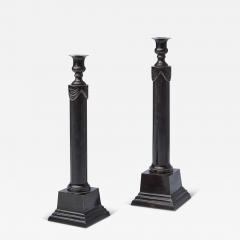 Swedish Pair of Gustavian Style Candle Holders in Patinated Bronze Brass - 3590683