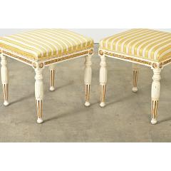 Swedish Pair of Louis XVI Style Stools Late 19th Century - 4488739