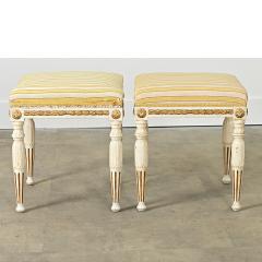 Swedish Pair of Louis XVI Style Stools Late 19th Century - 4488741