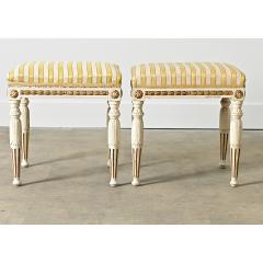 Swedish Pair of Louis XVI Style Stools Late 19th Century - 4488746