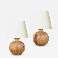 Swedish Pair of Pine Table Lamps - 3612902