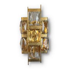 Swedish Pair of Sconces with Gilded Frames and Crystals - 3553929