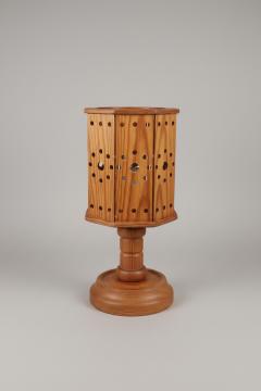 Swedish Pine Perforated Table Lamp 1970s - 4628325