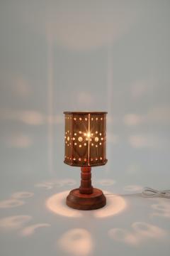 Swedish Pine Perforated Table Lamp 1970s - 4628326