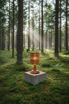 Swedish Pine Perforated Table Lamp 1970s - 4628329