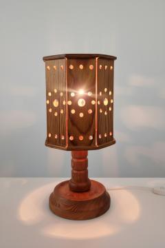 Swedish Pine Perforated Table Lamp 1970s - 4628330