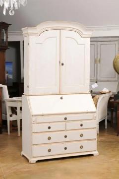 Swedish Rococo Period 1790s Painted Two Part Secretary with Slanted Front Desk - 3521610