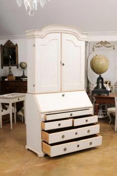 Swedish Rococo Period 1790s Painted Two Part Secretary with Slanted Front Desk - 3521622