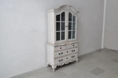 Swedish Rococo Style 1850s Bonnet Top Cabinet with Glass Doors and Drawers - 3595872