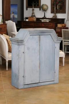 Swedish Rococo Style 19th Century Grey Painted Wall Cabinet with Distressing - 3521577