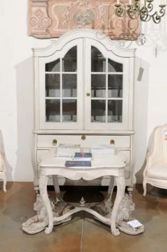 Swedish Rococo Style 19th Century Painted Wood Vitrine Cabinet with Glass Doors - 3472507