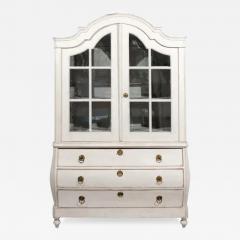 Swedish Rococo Style 19th Century Painted Wood Vitrine Cabinet with Glass Doors - 3479178
